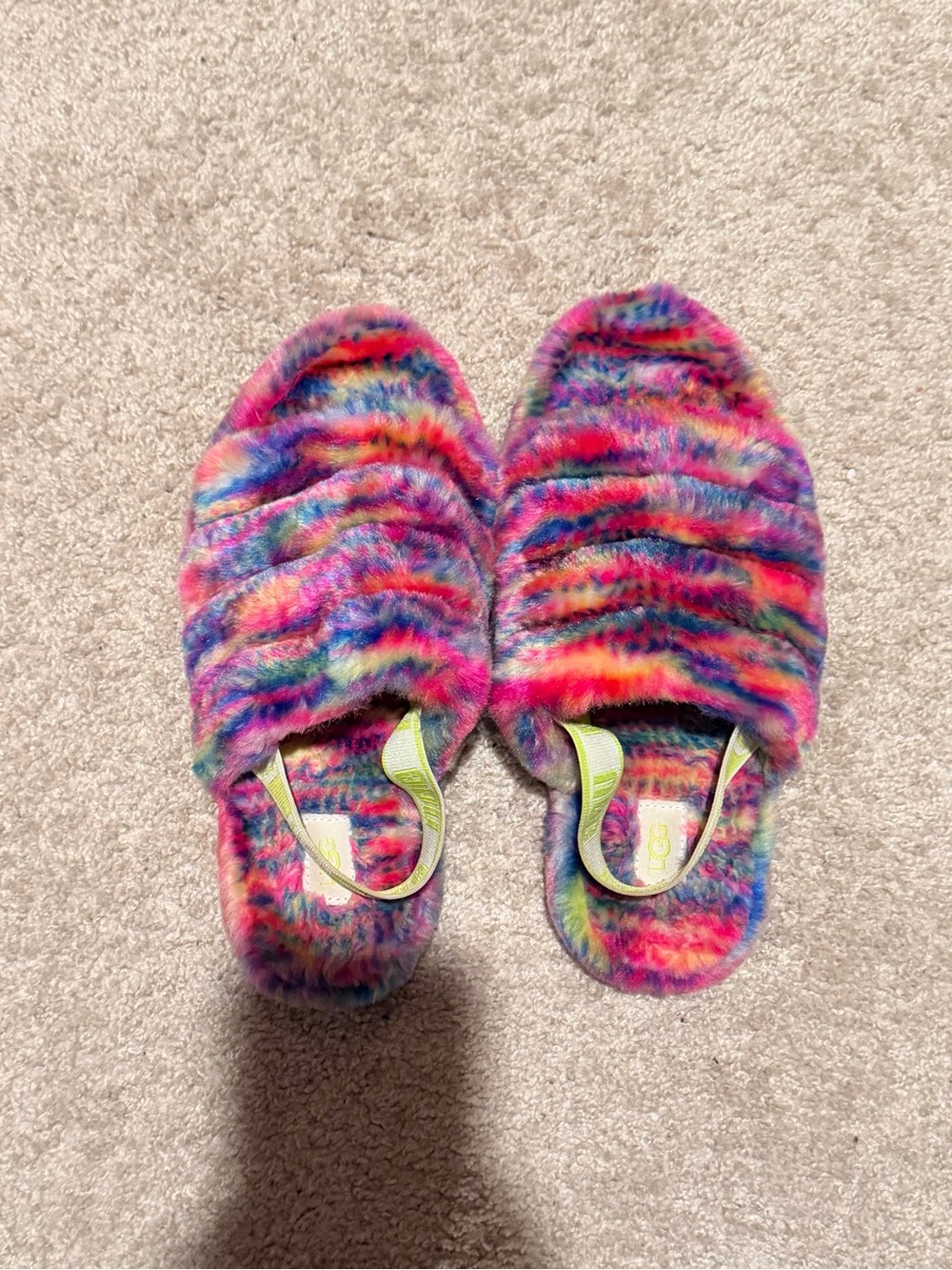 Ugg Fuzzy Multicolor Women Slippers - Vibrant Rainbow Plush